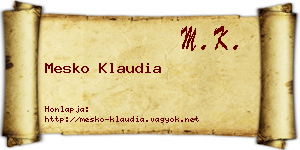 Mesko Klaudia névjegykártya